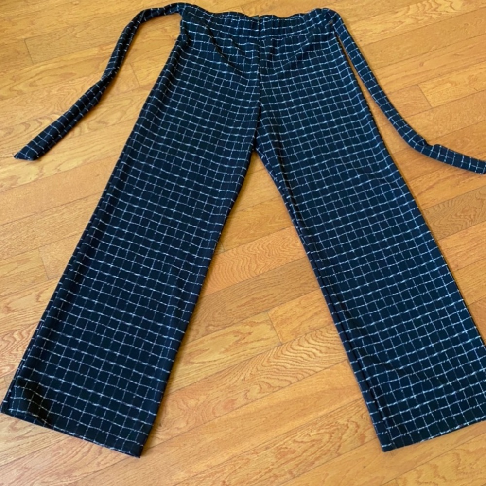 Tie Front Palazzo Pane Window Pane Pattern Checks… - image 2